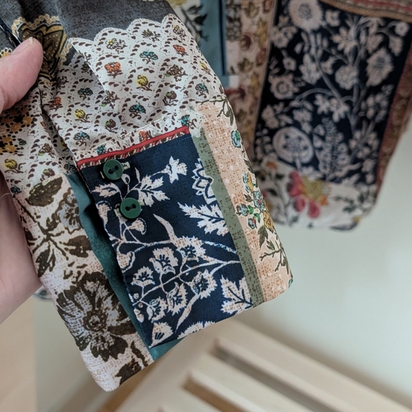 ZARA Women's Floral Patchwork Button-Up Blouse, Sz S - Picture 4 of 7